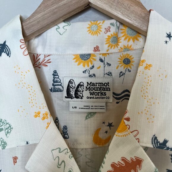 Marmot Muir Camp Novelty Short Sleeve Button Down Shirt L Cream multicolor - Picture 4 of 12